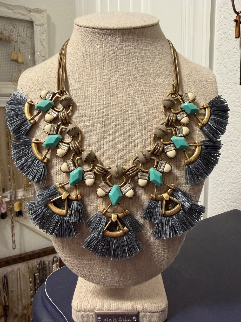 Stella & Dot Lotus Tassel Statement Nwcklace